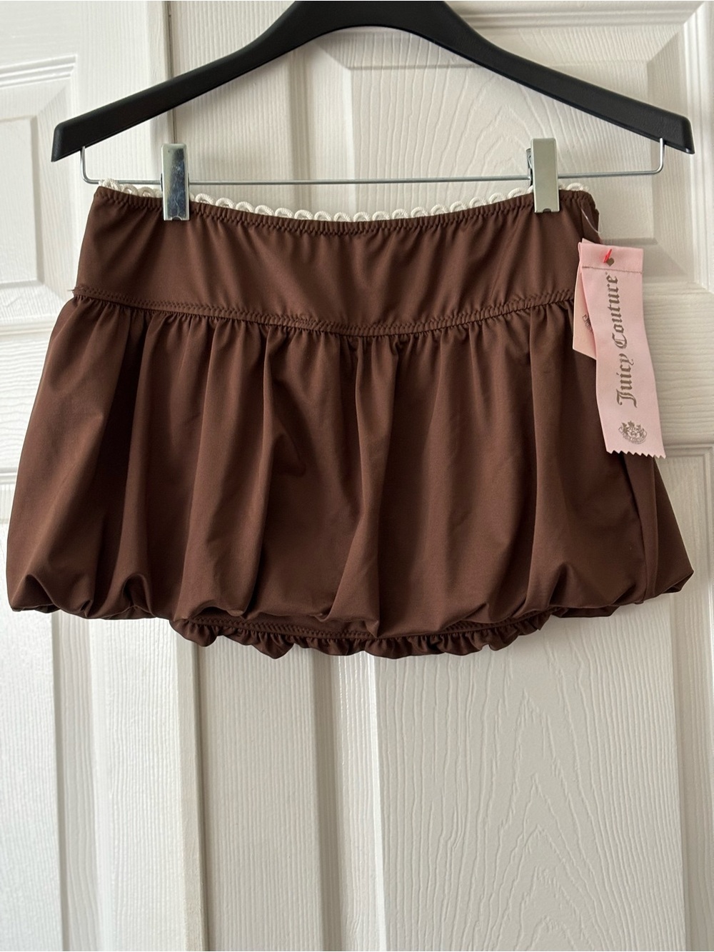 ❗️SALE❗️✨New✨Juicy Couture Brown Bubble Swim Skirt with White Scallop Trim✨